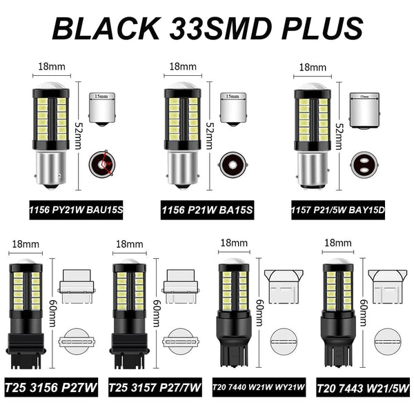 Planet Gates 2X 1156 BA15S P21W 1157 P21/5W BAY15D BAU15S PY21W T20 7443 7440 3157 LED Car Tail Bulb Brake Reverse DRL Signal Light 12V 24V