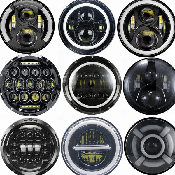 Planet Gates 2x Car 7 Inch Led Headlight Hi/Low H4 Halo Angle Eyes DRL For Jeep JK TJ OffRoad Defender Hummer 4x4 Suzuki Samurai Headlamp