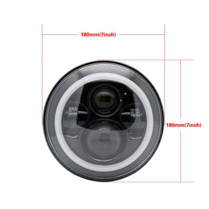 Planet Gates 2x Car 7 Inch Led Headlight Hi/Low H4 Halo Angle Eyes DRL For Jeep JK TJ OffRoad Defender Hummer 4x4 Suzuki Samurai Headlamp