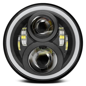 Planet Gates 2x Car 7 Inch Led Headlight Hi/Low H4 Halo Angle Eyes DRL For Jeep JK TJ OffRoad Defender Hummer 4x4 Suzuki Samurai Headlamp