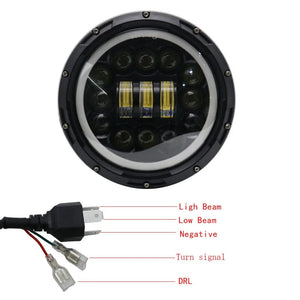 Planet Gates 2x Car 7 Inch Led Headlight Hi/Low H4 Halo Angle Eyes DRL For Jeep JK TJ OffRoad Defender Hummer 4x4 Suzuki Samurai Headlamp