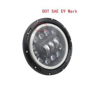 Planet Gates 2x Car 7 Inch Led Headlight Hi/Low H4 Halo Angle Eyes DRL For Jeep JK TJ OffRoad Defender Hummer 4x4 Suzuki Samurai Headlamp