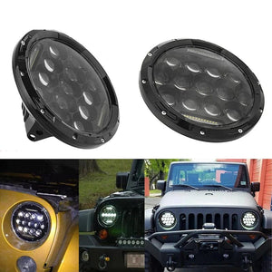 Planet Gates 2x Car 7 Inch Led Headlight Hi/Low H4 Halo Angle Eyes DRL For Jeep JK TJ OffRoad Defender Hummer 4x4 Suzuki Samurai Headlamp
