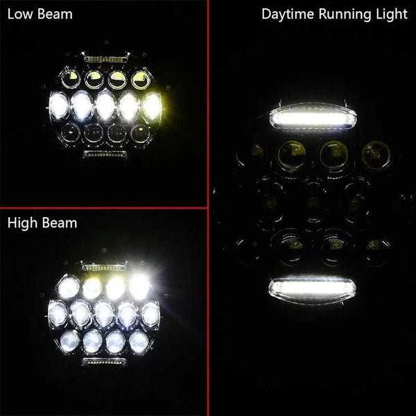 Planet Gates 2x Car 7 Inch Led Headlight Hi/Low H4 Halo Angle Eyes DRL For Jeep JK TJ OffRoad Defender Hummer 4x4 Suzuki Samurai Headlamp