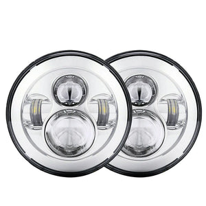 Planet Gates 2x Car 7 Inch Led Headlight Hi/Low H4 Halo Angle Eyes DRL For Jeep JK TJ OffRoad Defender Hummer 4x4 Suzuki Samurai Headlamp