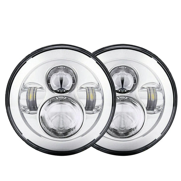 Planet Gates 2x Car 7 Inch Led Headlight Hi/Low H4 Halo Angle Eyes DRL For Jeep JK TJ OffRoad Defender Hummer 4x4 Suzuki Samurai Headlamp