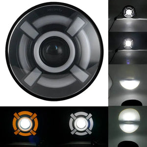 Planet Gates 2x Car 7 Inch Led Headlight Hi/Low H4 Halo Angle Eyes DRL For Jeep JK TJ OffRoad Defender Hummer 4x4 Suzuki Samurai Headlamp