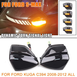 Planet Gates 2X For Ford S-Max 07-14 Kuga C394 08-12 C-Max 11-19 LED Dynamic Turn Signal Light Side Mirror Sequential Blinker Indicator Lamp