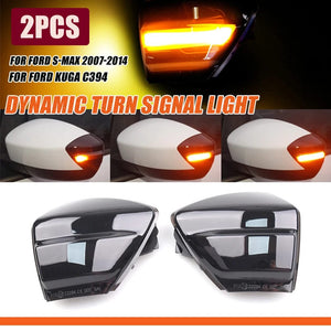 Planet Gates 2X For Ford S-Max 07-14 Kuga C394 08-12 C-Max 11-19 LED Dynamic Turn Signal Light Side Mirror Sequential Blinker Indicator Lamp