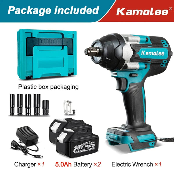 Planet Gates 2x5.0Ah Bat Plastic / Poland / EU Kamolee 1800 N.M Torque DTW700 Brushless Electric Impact Wrench 1/2 In Lithium-Ion Battery For Makita 18V Battery