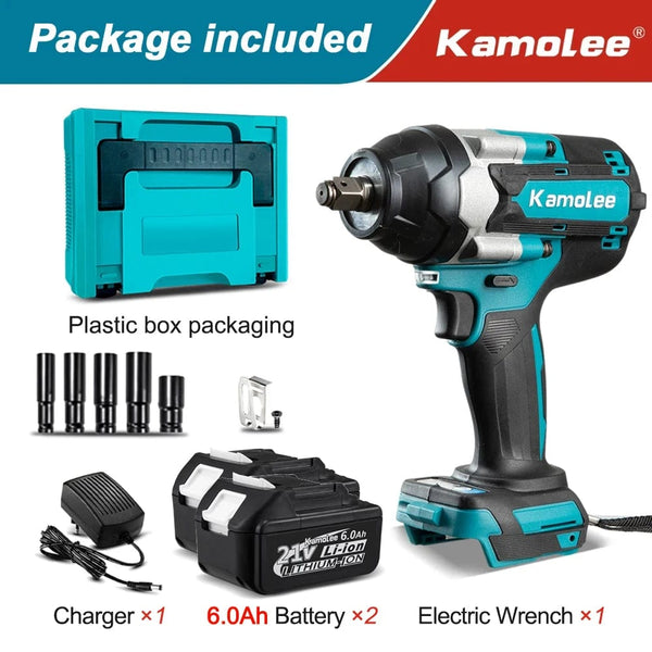 Planet Gates 2x6.0Ah Bat Plastic / Poland / EU Kamolee 1800 N.M Torque DTW700 Brushless Electric Impact Wrench 1/2 In Lithium-Ion Battery For Makita 18V Battery