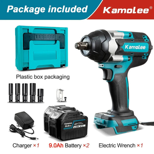 Planet Gates 2x9.0Ah Bat Plastic / spain Kamolee 1800 N.M High Torque DTW700 Brushless Cordless Electric Impact Wrench 1/2 In Lithium-Ion Battery For Makita 18V Battery