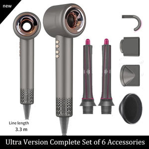 Planet Gates 3.0M Grey 6 Parts / us Professional Super Hair Dryer Negative Ion Quick Dry Leafless Hair dryers Salon Home Appliances Constant Temperature Hair Care