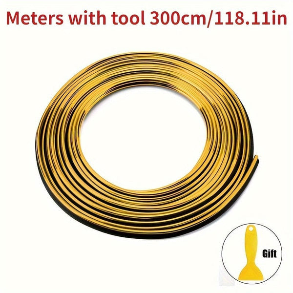 Planet Gates 3.0meter / Golden 300cm3.0meter Universal Car Moulding Decoration, Flexible Strips Interior Auto Mouldings Car Cover Trim Dashboard Door Car-styling