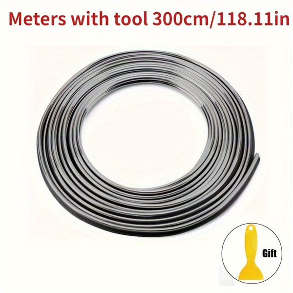 Planet Gates 3.0meter / Silvery 300cm3.0meter Universal Car Moulding Decoration, Flexible Strips Interior Auto Mouldings Car Cover Trim Dashboard Door Car-styling