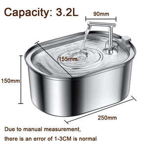 Planet Gates 3.2L NEW Stainless Steel Cat Water Fountain Automatic Cats Drinker Drinking Fountain For Cat Dog Pet Water Dispenser Accessories