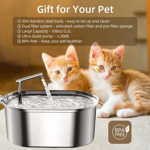 Planet Gates 3.2L NEW Stainless Steel Cat Water Fountain Automatic Cats Drinker Drinking Fountain For Cat Dog Pet Water Dispenser Accessories