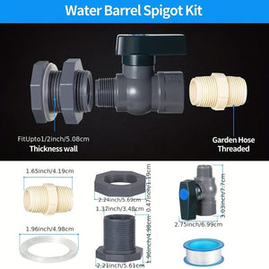 Planet Gates 3/4 2pcs/set, PVC Water Barrel Spigot Kit, Connector Drain Adapter With Inner Connection For Garden, Rain Barre, Garden Tool Supplies