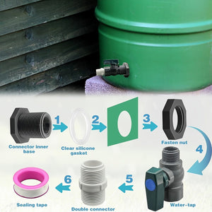 Planet Gates 3/4 2pcs/set, PVC Water Barrel Spigot Kit, Connector Drain Adapter With Inner Connection For Garden, Rain Barre, Garden Tool Supplies