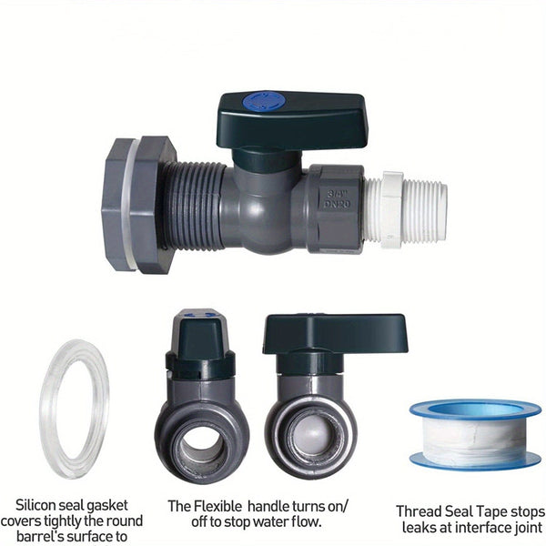 Planet Gates 3/4 2pcs/set, PVC Water Barrel Spigot Kit, Connector Drain Adapter With Inner Connection For Garden, Rain Barre, Garden Tool Supplies