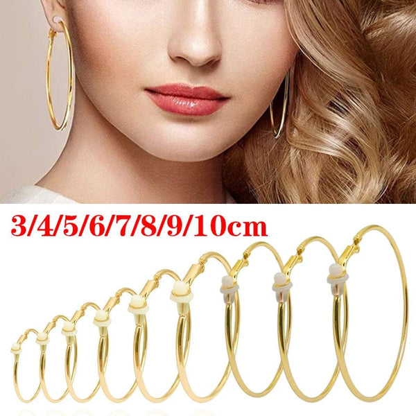 Planet Gates 3/4/5/6/7/8/9/10CM Electroplating Hoop Earrings Without Piercing Classic All Match Fake Clip-On Daily Party Circle Ear Ring Clip