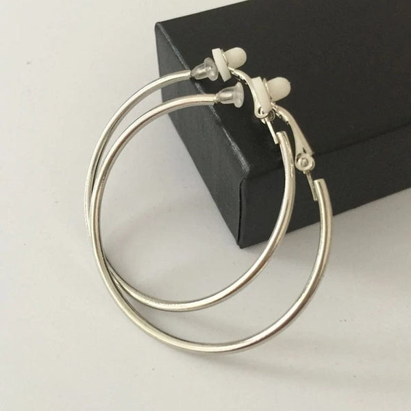 Planet Gates 3/4/5/6/7/8/9/10CM Electroplating Hoop Earrings Without Piercing Classic All Match Fake Clip-On Daily Party Circle Ear Ring Clip