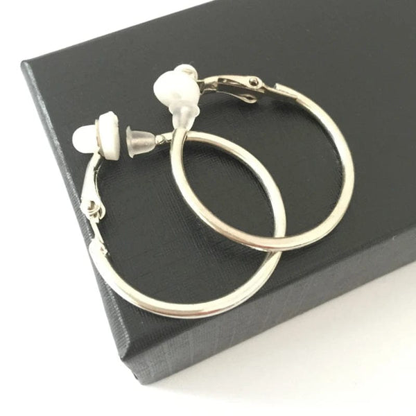 Planet Gates 3/4/5/6/7/8/9/10CM Electroplating Hoop Earrings Without Piercing Classic All Match Fake Clip-On Daily Party Circle Ear Ring Clip