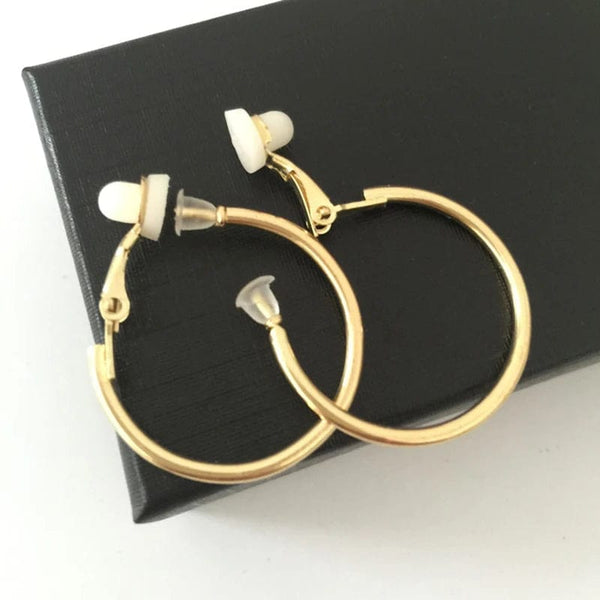 Planet Gates 3/4/5/6/7/8/9/10CM Electroplating Hoop Earrings Without Piercing Classic All Match Fake Clip-On Daily Party Circle Ear Ring Clip