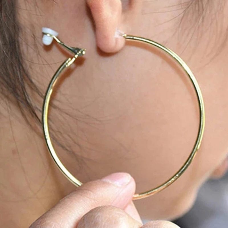 Planet Gates 3/4/5/6/7/8/9/10CM Electroplating Hoop Earrings Without Piercing Classic All Match Fake Clip-On Daily Party Circle Ear Ring Clip