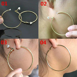 Planet Gates 3/4/5/6/7/8/9/10CM Electroplating Hoop Earrings Without Piercing Classic All Match Fake Clip-On Daily Party Circle Ear Ring Clip