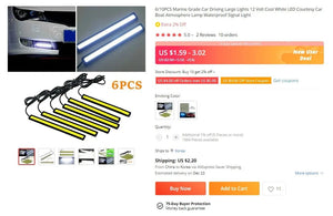 Planet Gates 3/4/6/10X Marine Grade Car Driving Large Lights 12 Volt Cool White LED Courtesy Car Boat Atmosphere Lamp Waterproof Signal Light