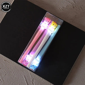 Planet Gates 3 4pcs Gel Pen Unicorn Pen with LED Light Kawai Cute Girl Gel Ink Pen Luminous Pen School Stationery Children's Stationery