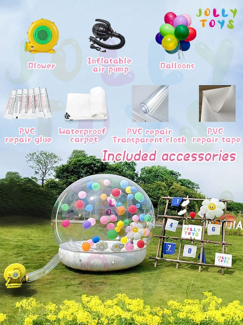 Planet Gates 3.5M No tunnel / CHINA JOLLY TOYS Balloon inflatable bubble house with trampoline and transparent dome PVC material free shipping with blower