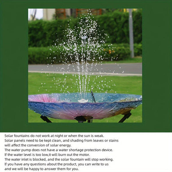 Planet Gates 3.5w 1pc Solar Bird Bath Fountain, Bird Bath With 3.5W Solar Water Pump, 1.5w Disc Fountain, Detachable DIY Solar Fountain For Bird Bath, Patio, Garden, Outdoor