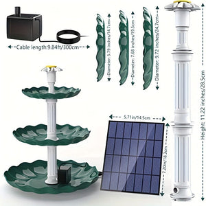 Planet Gates 3.5w 1pc Solar Bird Bath Fountain, Bird Bath With 3.5W Solar Water Pump, 1.5w Disc Fountain, Detachable DIY Solar Fountain For Bird Bath, Patio, Garden, Outdoor
