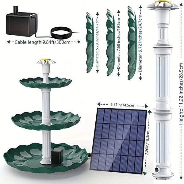 Planet Gates 3.5w 1pc Solar Bird Bath Fountain, Bird Bath With 3.5W Solar Water Pump, 1.5w Disc Fountain, Detachable DIY Solar Fountain For Bird Bath, Patio, Garden, Outdoor