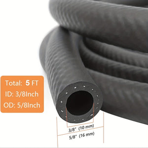 Planet Gates 3/8-inch 152.4cm 1 Set 5/16"/ 3/8" Low-Pressure Fuel Line Hose, 5 Feet Long, 4pcs Clamps Adjustable, High Pressure 150 PSI For Automotive, Lawnmower, And Ther Fuel Systems And Engines