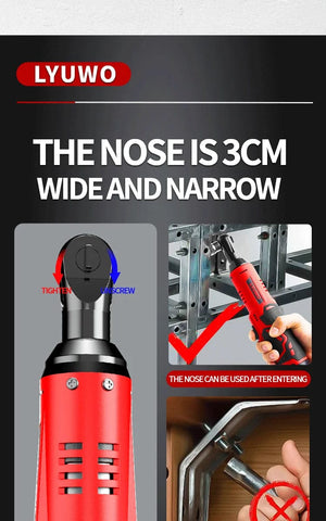 Planet Gates 3/8 Rechargeable Electric , Ratchet Set, Angle Drill, Screwdriver To Remove Screw Nut, Automobile Maintenance Tool