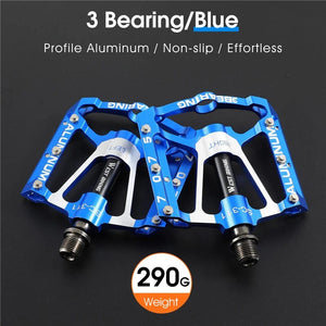 Planet Gates 3 Bearings Blue WEST BIKING Bicycle Pedals 3 Bearings Non-Slip MTB Pedals Aluminum Alloy Flat Applicable Waterproof Bicycle Accessories