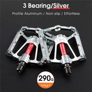 Planet Gates 3 Bearings Silver WEST BIKING Bicycle Pedals 3 Bearings Non-Slip MTB Pedals Aluminum Alloy Flat Applicable Waterproof Bicycle Accessories