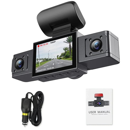 Planet Gates 3 CH Dash Cam / With 64G SD Card 3 Channel Dash Cam Video Recorder Three Lens Car Camera with Rear View DVR 24H Parking Monitor Black Box car accessories