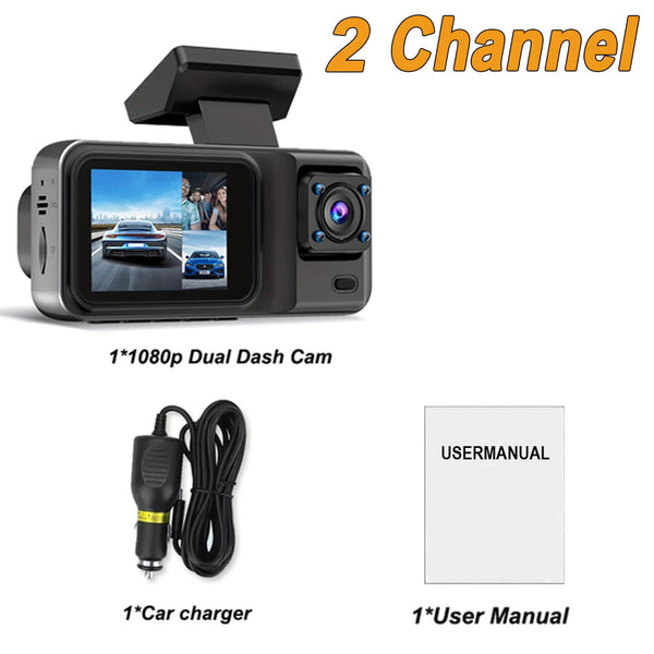 Planet Gates 3 Channel-BL / With 32G TF Card 3 Channel Dash Cam for Cars Camera Black Box 1080P Video Recorder Rear View Camera for Vehicle Car DVR car accessories