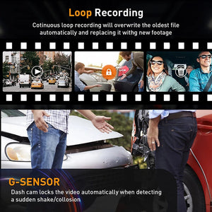 Planet Gates 3 Channel-BL / With 32G TF Card 3 Channel Dash Cam for Cars Camera Black Box 1080P Video Recorder Rear View Camera for Vehicle Car DVR car accessories