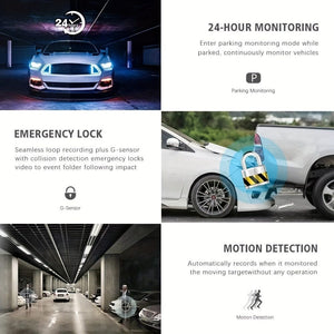 Planet Gates 3 Channel Dash Cam Front And Rear Inside, 1080P Dash Cam IR Night Vision, Loop Recording Car DVR Camera 3 Lens With 5.08 Cm IPS Screen 3 Cameras Car Dashcam, Car Black Box Recording At Same Time