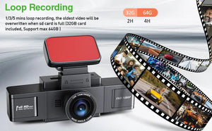 Planet Gates 3 Channel Dash Cam Video Recorder Three Lens Car Camera with Rear View DVR 24H Parking Monitor Black Box car accessories