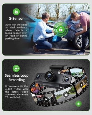 Planet Gates 3 Channel Dash Cam Video Recorder Three Lens Car Camera with Rear View DVR 24H Parking Monitor Black Box car accessories