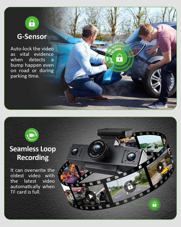 Planet Gates 3 Channel Dash Cam Video Recorder Three Lens Car Camera with Rear View DVR 24H Parking Monitor Black Box car accessories