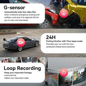 Planet Gates 3 Channel WiFi Dash Cam Rear View Camera W/ IR Night Vision Loop Recording & 3" IPS Screen 1080P 3 Camera Car DVR car accessory