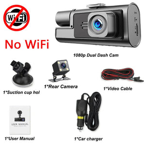Planet Gates 3 Channel WiFi Dash Cam Rear View Camera W/ IR Night Vision Loop Recording & 3" IPS Screen 1080P 3 Camera Car DVR car accessory