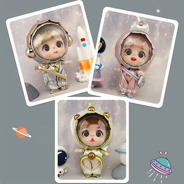Planet Gates 3 dolls in picture / CHINA / No bags 9cm Mini Doll  Astronauts  Animals Key Pendant Bjd Pocket Dolls Toys Girl Reborn Kit Baby Toys for Children Baby Boy Accessories